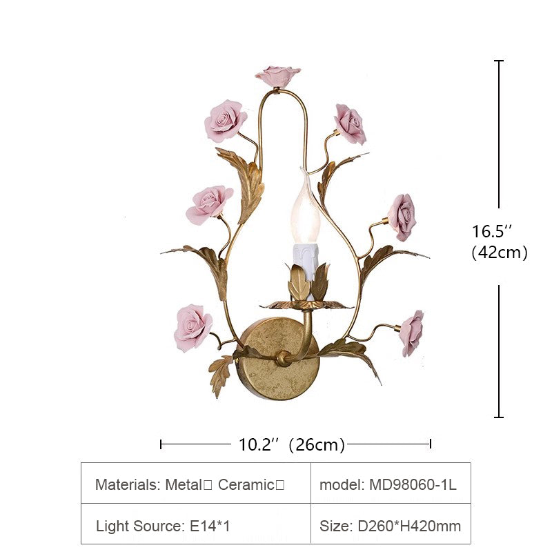 MEEROSEE Rose Gold Chandelier Pendant Light Ceiling Rose Pending Ceiling Pink Flower MD98060