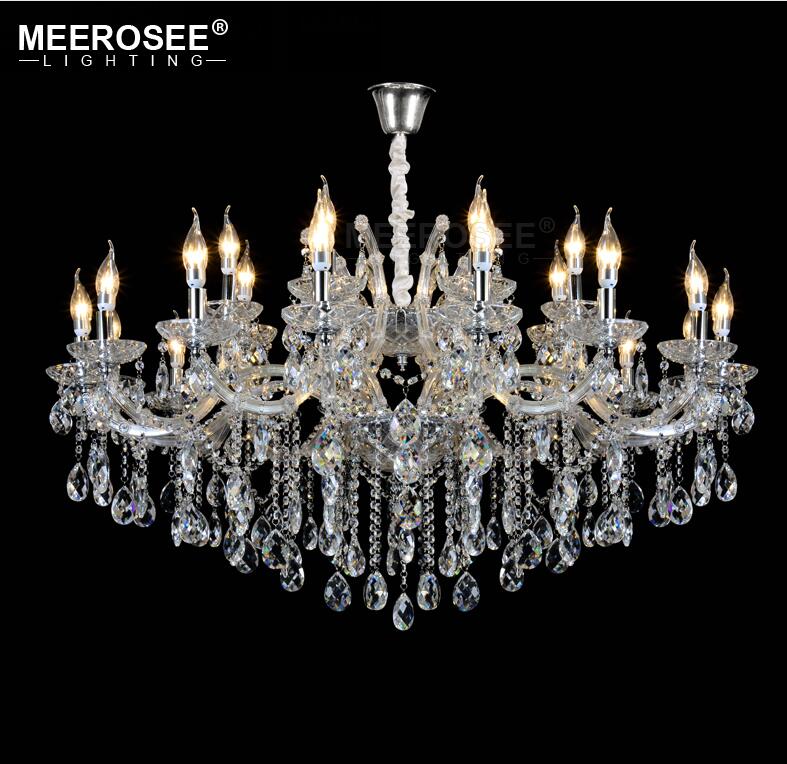 Luxurious Crystal Chandelier Light Fixture Chrome Pendant Lamp 24 Lights D47.2''