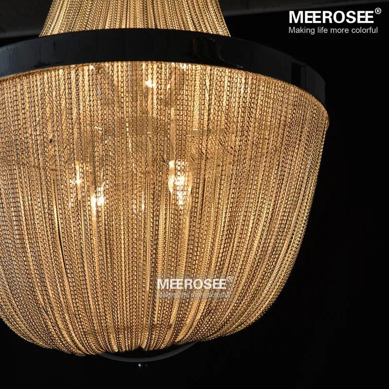 Modern Aluminum Chain Pendant Light Fixture Contemporary Chrome Chandelier Lamp