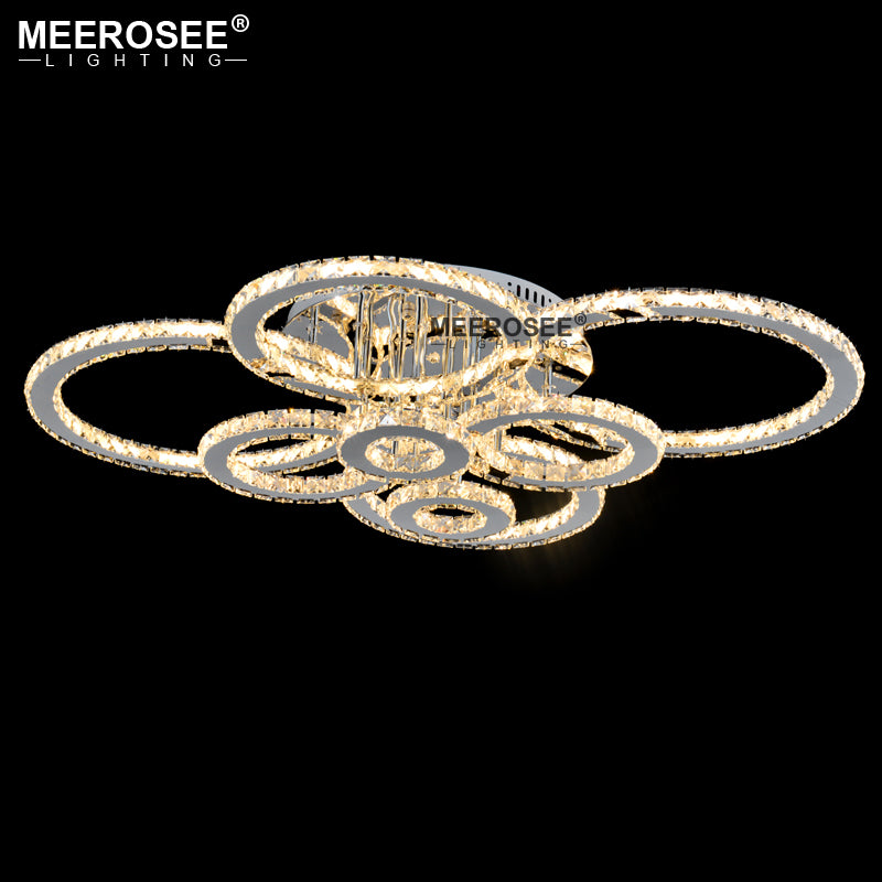Modern Crystal Ceiling Lamps Diamond Chrome LED Chandeliers Light 8 Rings