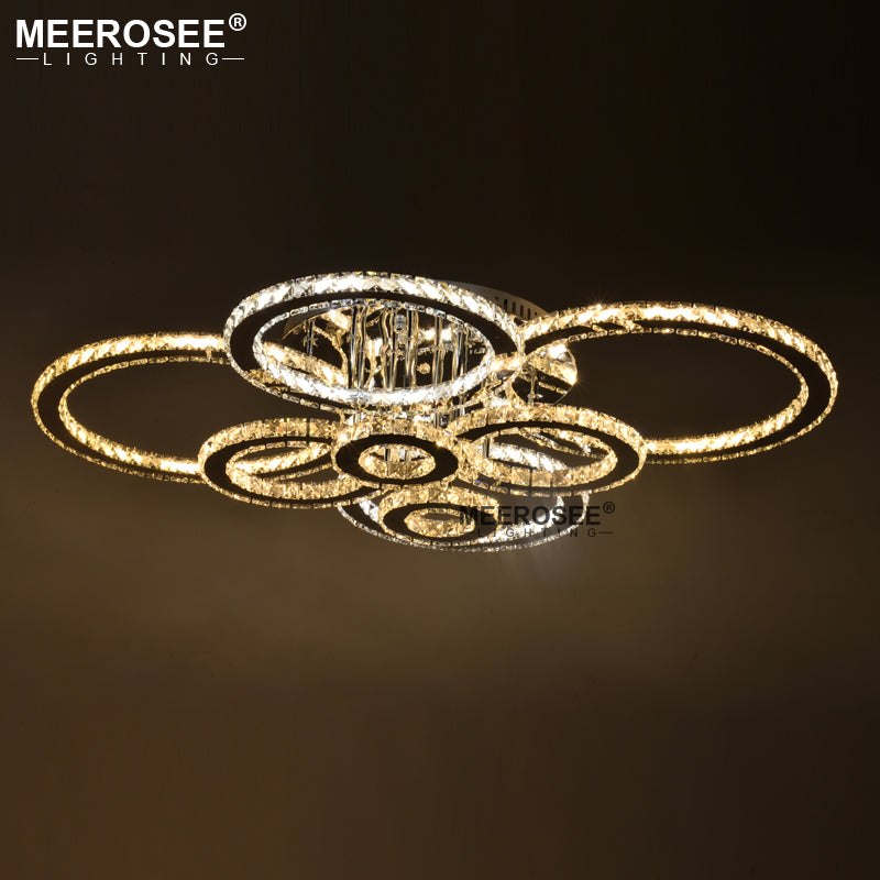 Modern Crystal Ceiling Lamps Diamond Chrome LED Chandeliers Light 8 Rings