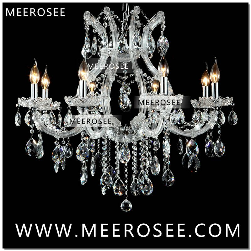 Meerosee Maria Theresa Crystal Chandelier Lamp Clear White Pendant Lamp with Lampshade