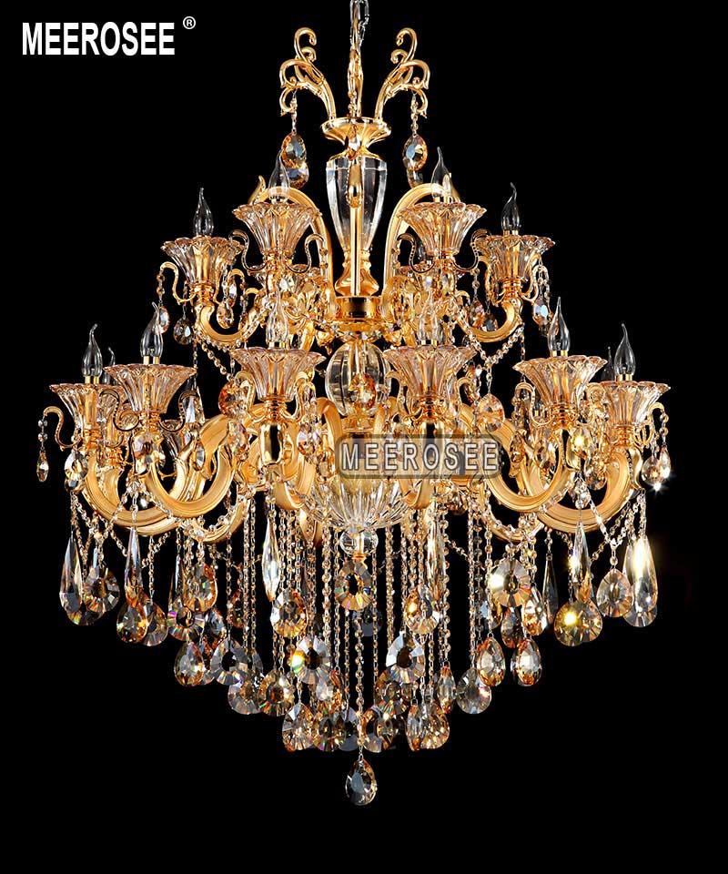 Luxury Crystal Gold Chandelier Lighting Fixture D41.3 inch Pendant Lamp for Living Room