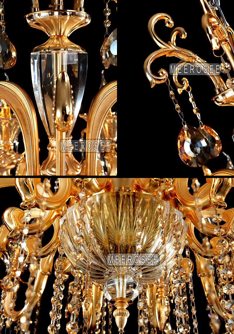 Luxury Crystal Gold Chandelier Lighting Fixture D41.3 inch Pendant Lamp for Living Room