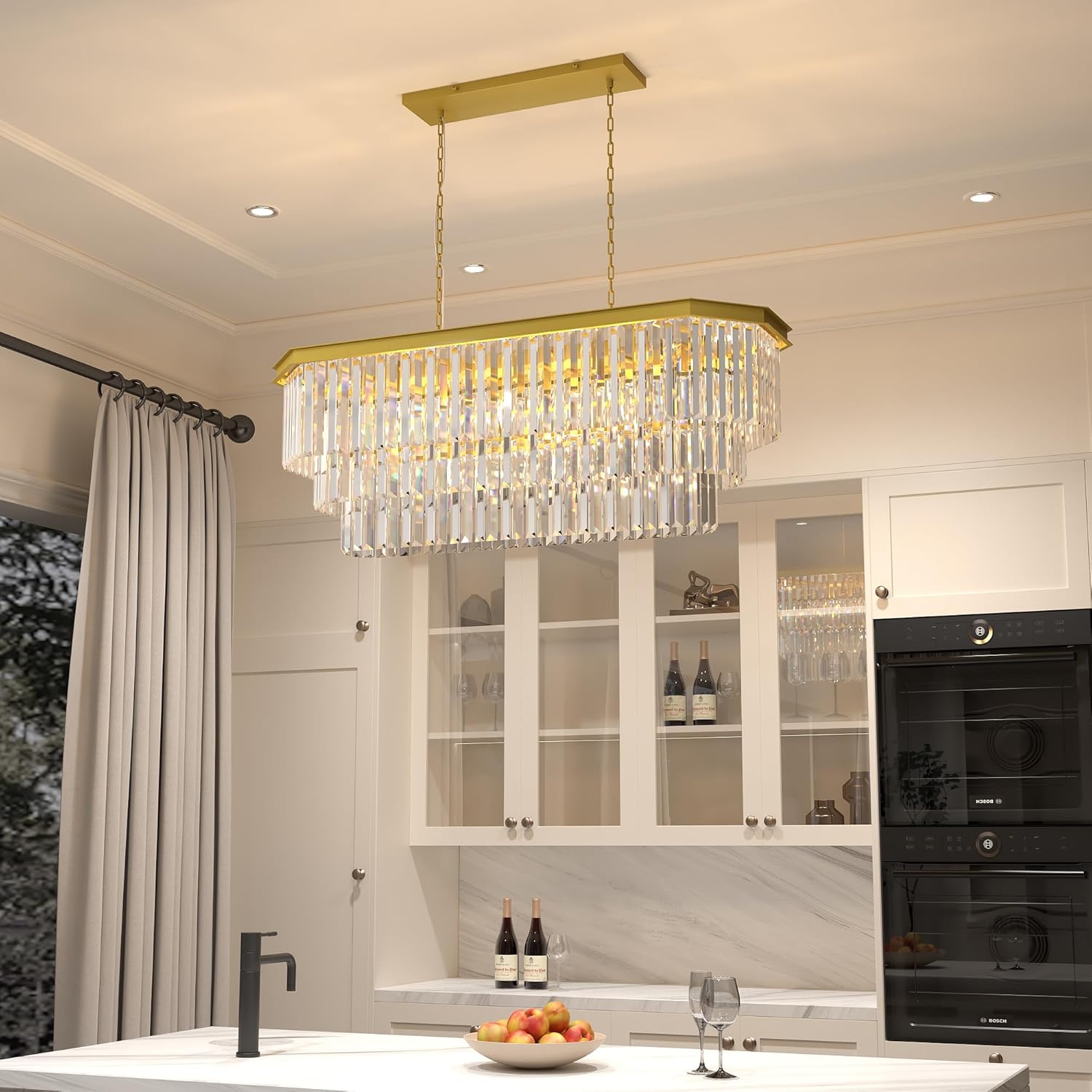 Modern Luxury Chandeliers Light 3 Tiers Crystal Gold/Chrome Pendant Lamp for Hallway Bedroom