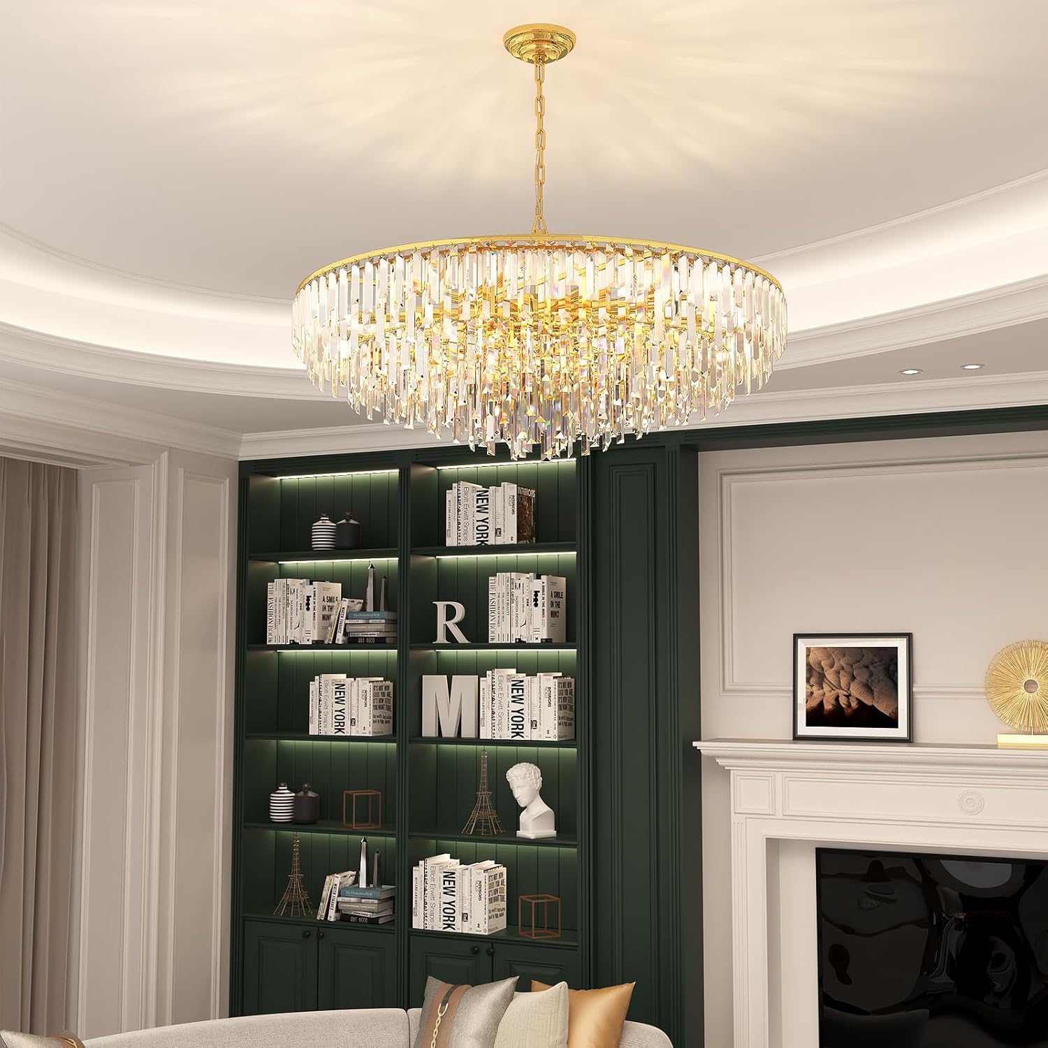 Luxury Crystal Gold Chandelier Lighting Modern Contemporary Large Pendant Ceiling Lamp