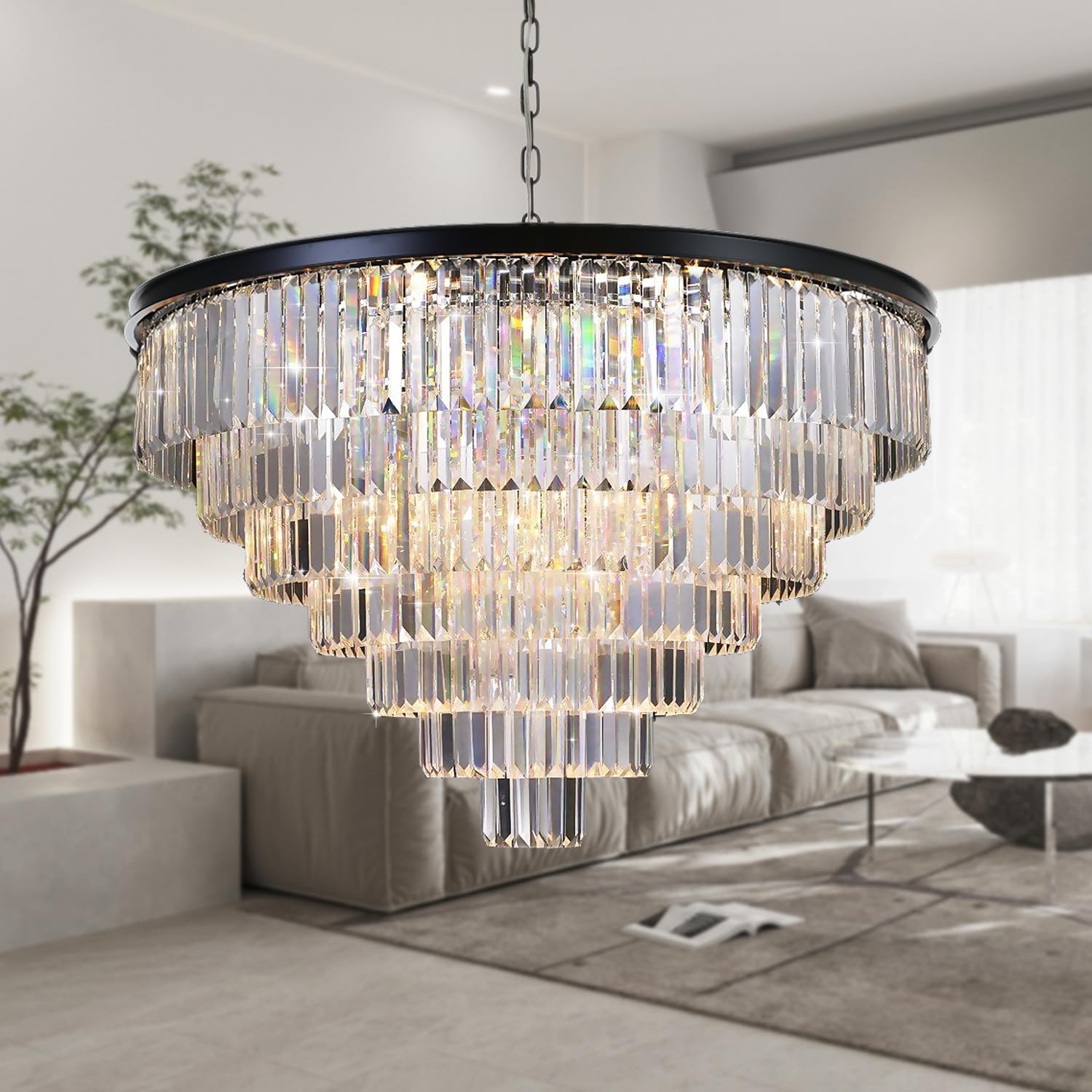 Meerosee Luxury Pendant lamp Modern Crystal Chandeliers Lighting for Living Room Hotel