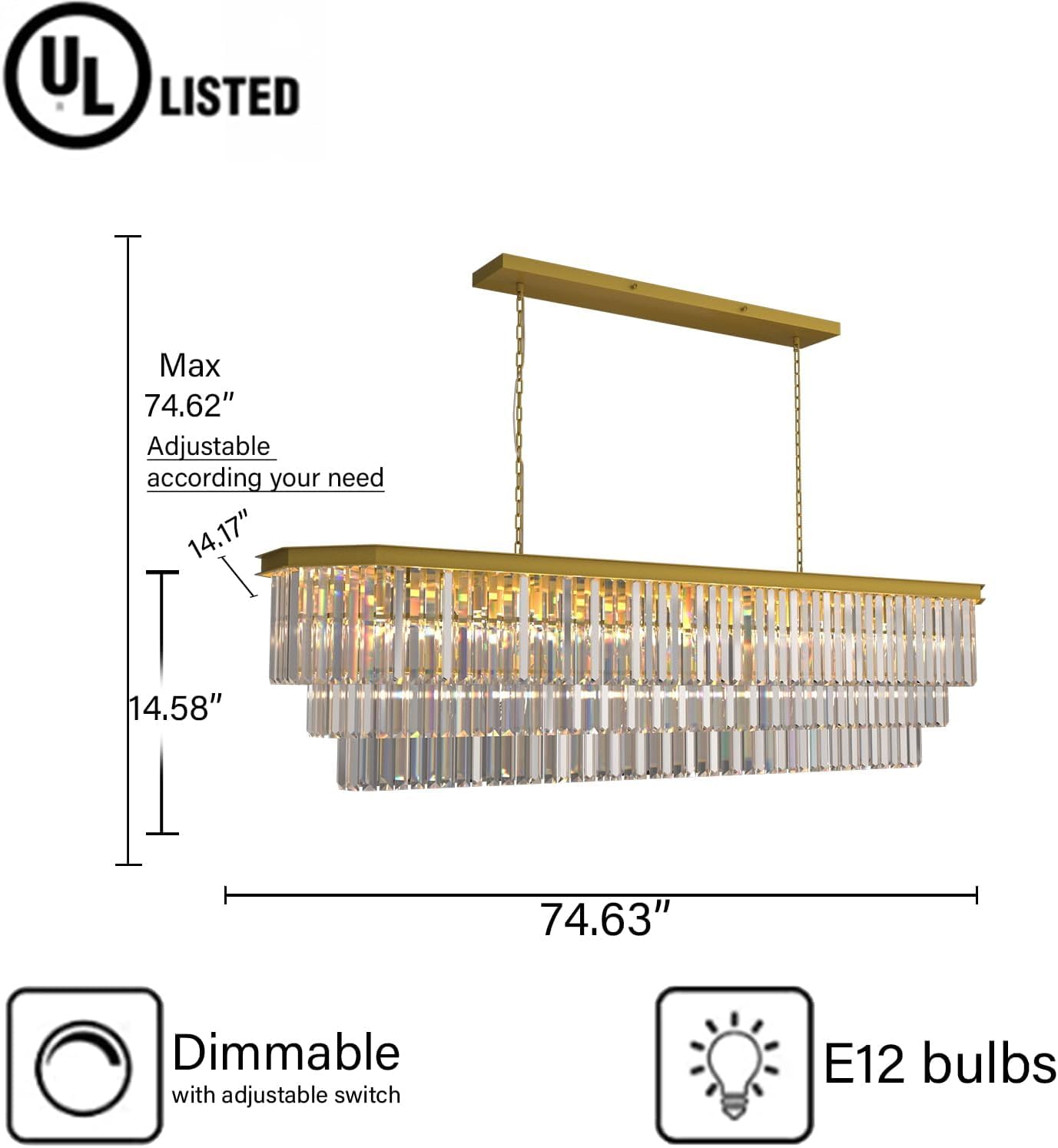 Modern Luxury Chandeliers Light 3 Tiers Crystal Gold/Chrome Pendant Lamp for Hallway Bedroom