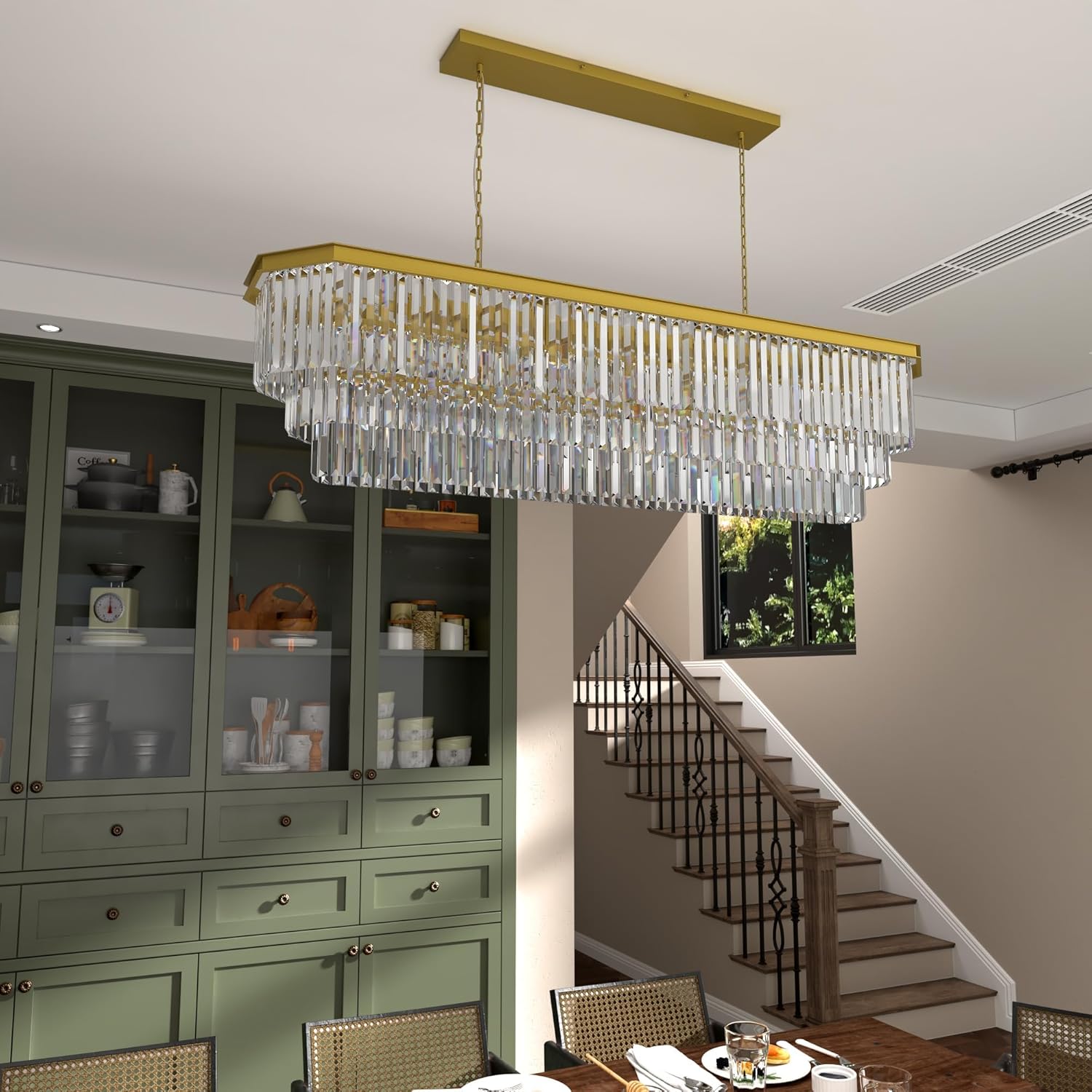 Modern Luxury Chandeliers Light 3 Tiers Crystal Gold/Chrome Pendant Lamp for Hallway Bedroom