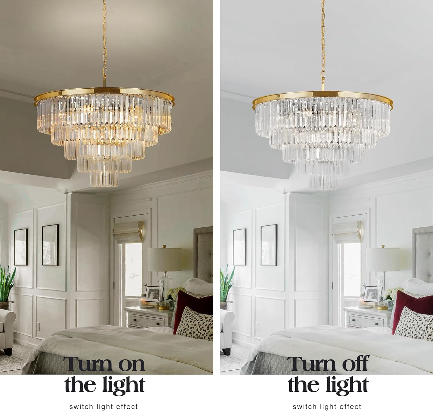 Luxurious Crystal Gold Modern Chandeliers Lights Pendant Ceiling Light