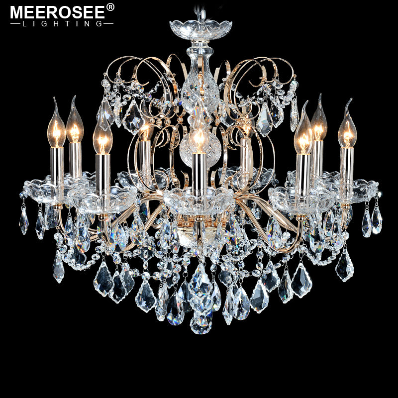 Meerosee Modern Chandelier Light Crystals S Gold Pendant Lamp for Foyer Living Room