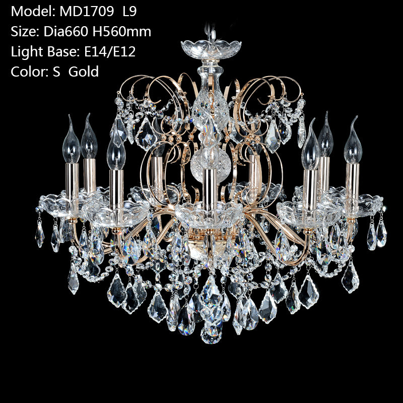 Meerosee Modern Chandelier Light Crystals S Gold Pendant Lamp for Foyer Living Room