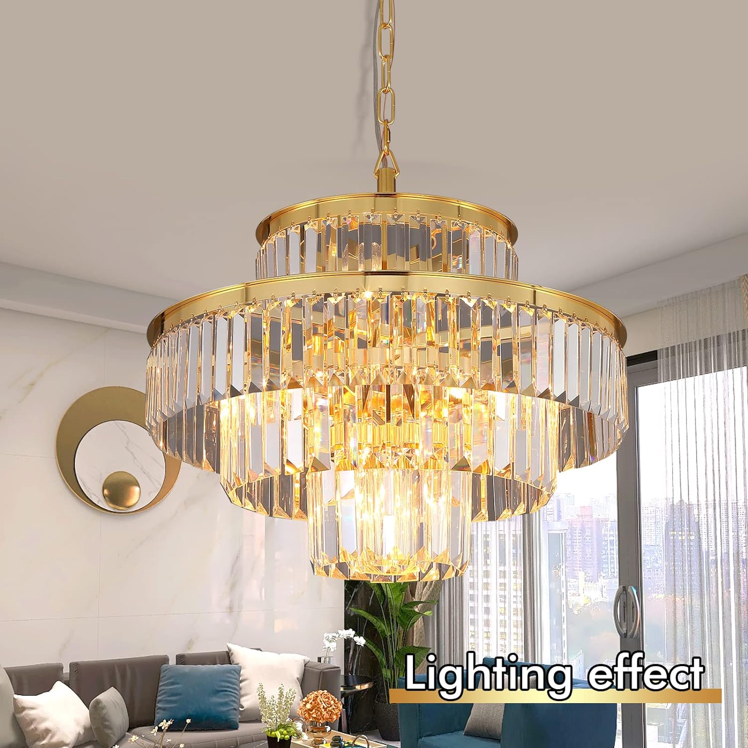 Modern Style Crystal Chandeliers Lights Round Hanging Classic Pendant Ceiling Lamp