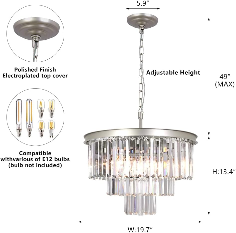 Crystal Nickel Modern Chandeliers Lights Vintage Pendant Ceiling Lamp 8/9/16/24 Lights