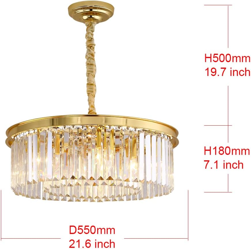 Gold Crystal Chandeliers Modern Contemporary Ceiling Lights Fixtures 33 inch Diameter