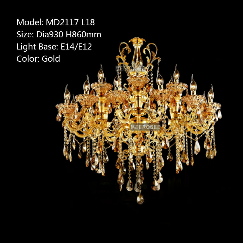 Meerosee Luxurious Crystal Chandelier Light Fixture Large Gold Pendant Lamp