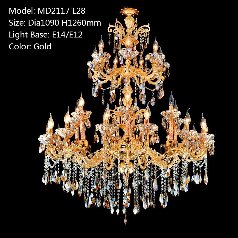 Meerosee Luxurious Crystal Chandelier Light Fixture Large Gold Pendant Lamp