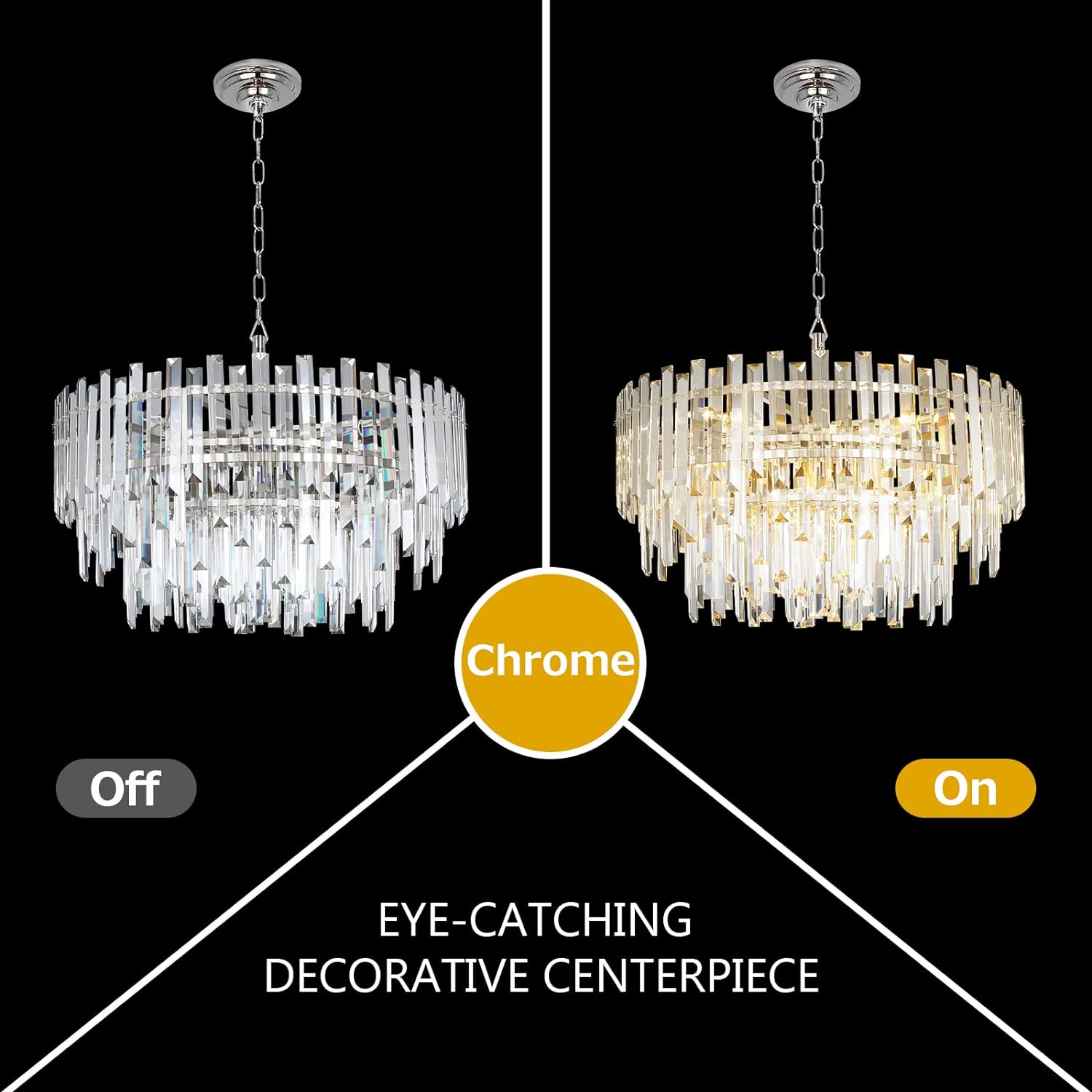 Meerosee Chrome Crystal Chandelier Lighting for Dining Rooms Bedroom Foyer