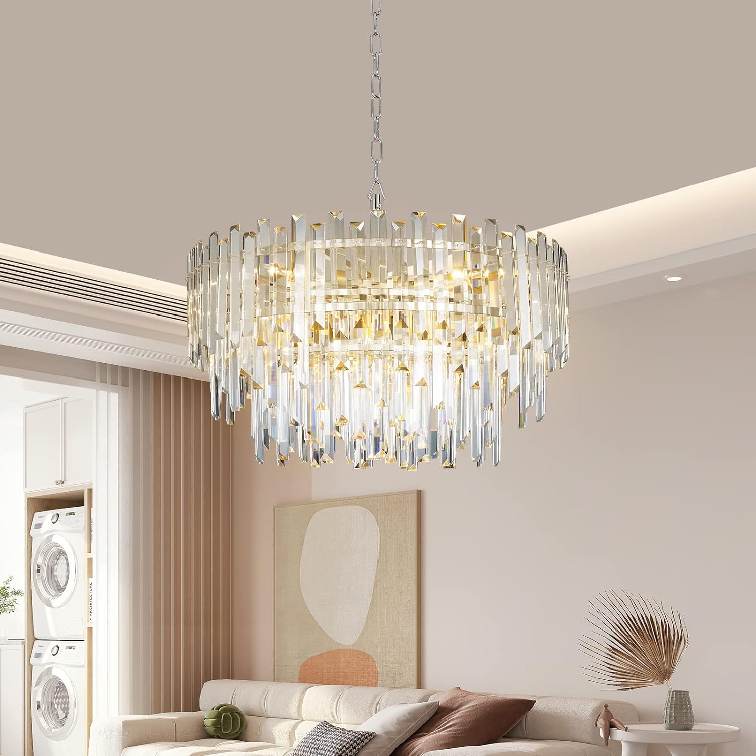 Meerosee Chrome Crystal Chandelier Lighting for Dining Rooms Bedroom Foyer