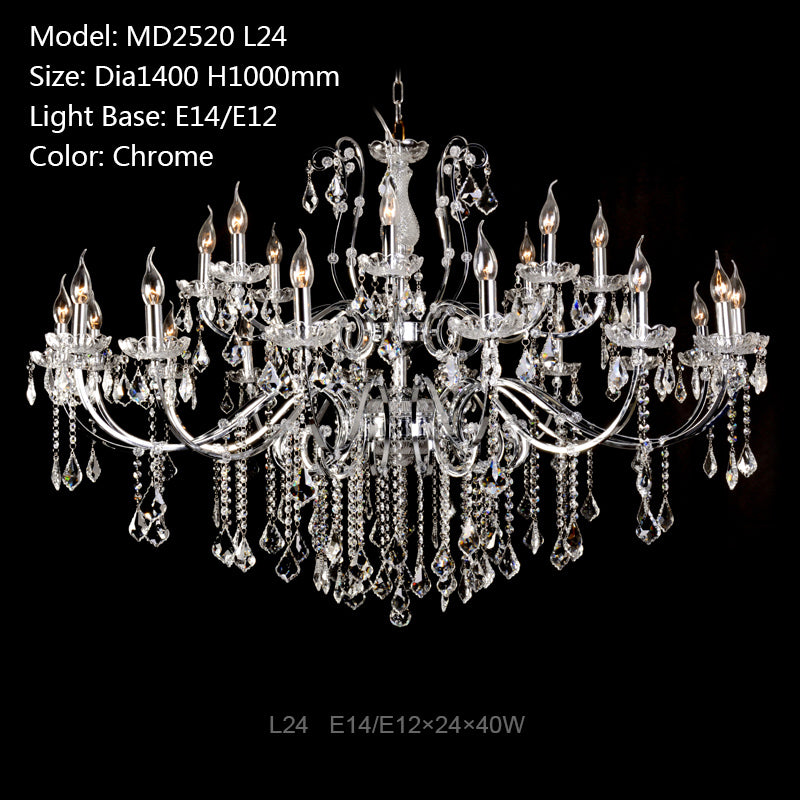 Meerosee Luxury Modern Crystal Chandelier Light Chrome Black Pendant Lamp