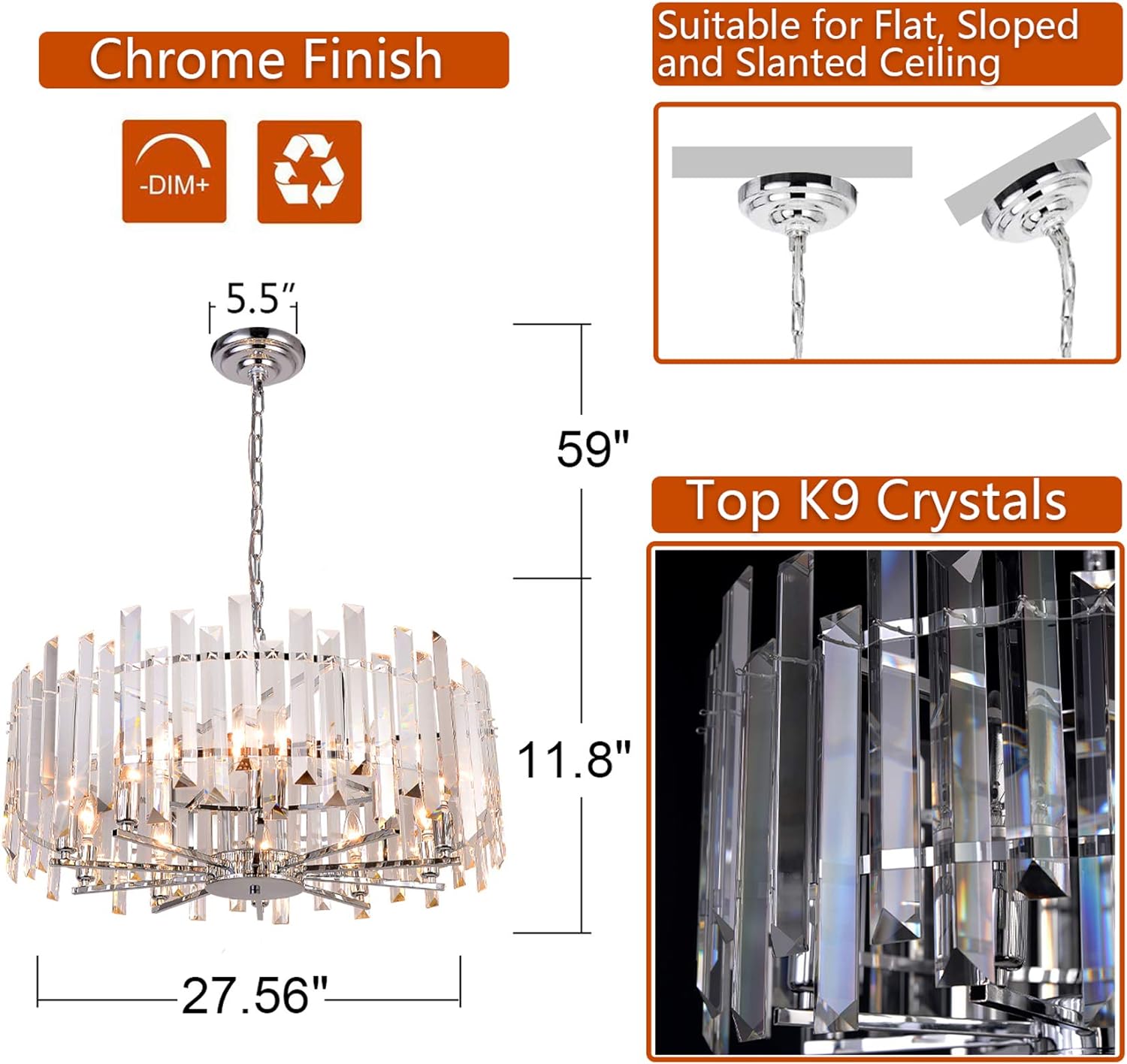 Contemporary Island Chandeliers for Living Room Dining Room Dimmable