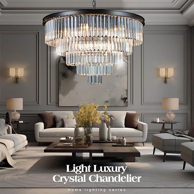 Meerosee Luxury Pendant lamp Modern Crystal Chandeliers Lighting for Living Room Hotel