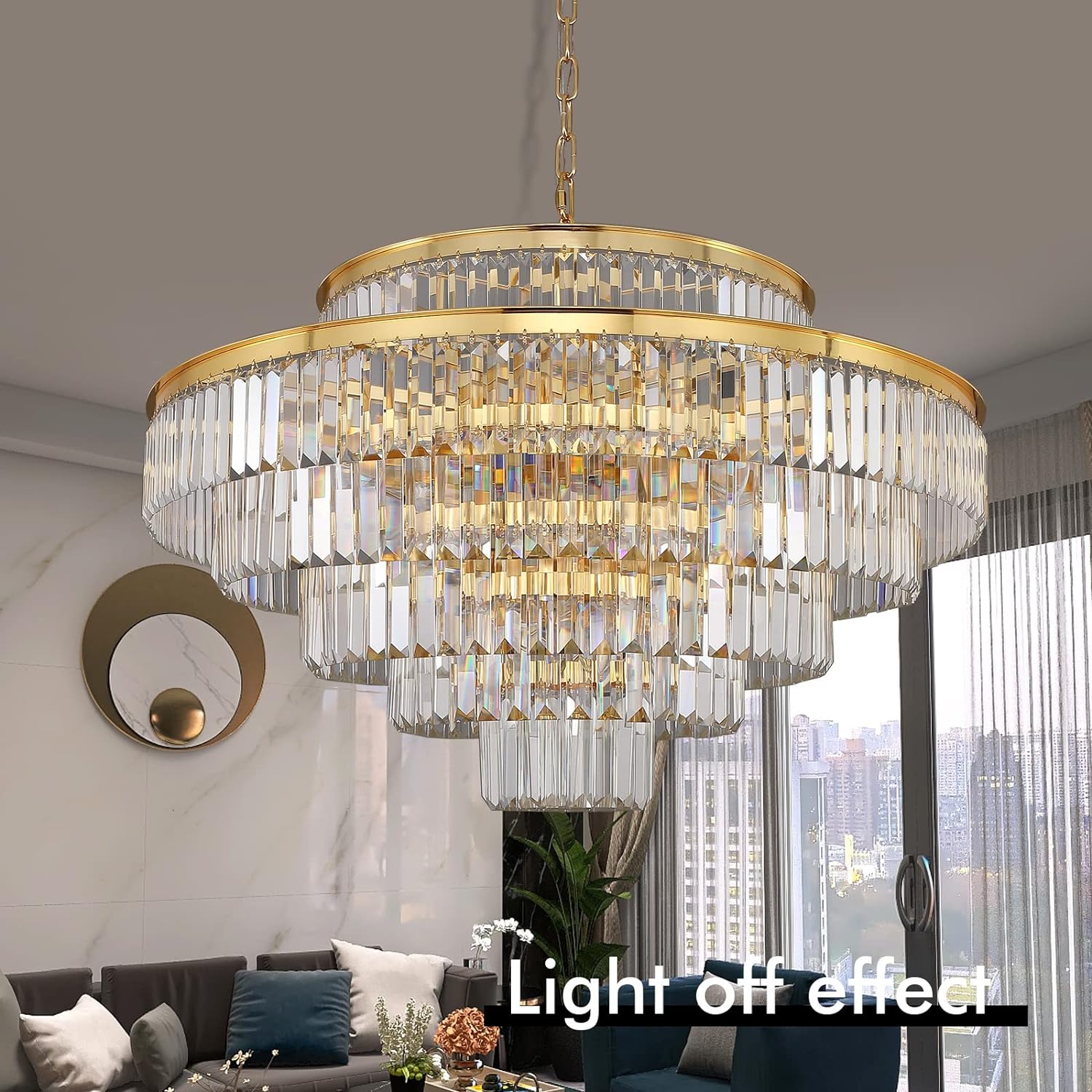 Modern Style Crystal Chandeliers Lights Round Hanging Classic Pendant Ceiling Lamp