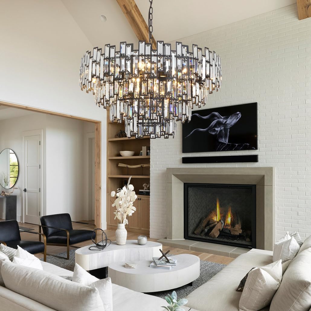 Chandeliers for Entryway Foyer Large Pendant for High Ceilings Wide Black Bronze