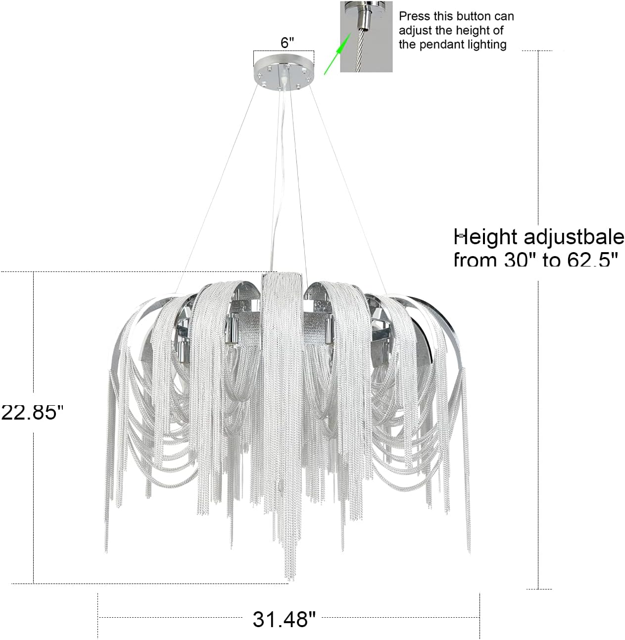 Modern Chandeliers Light Fixtures Contemporary Pendant Ceiling Lamp D34.48''