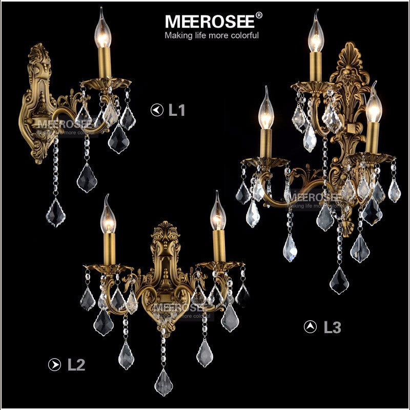 Meerosee Modern Crystal Wall Light Bronze Wall Brackets for bedroom living room