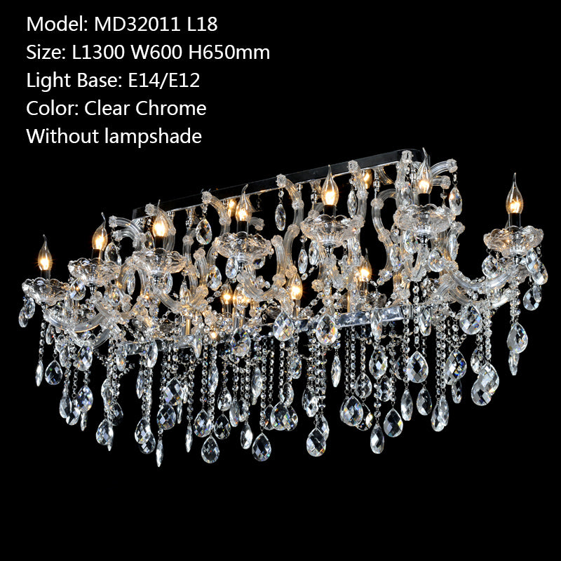 Meerosee Rectangle Crystal Chandelier Light Fixture Modern Chrome Pendant Lamp