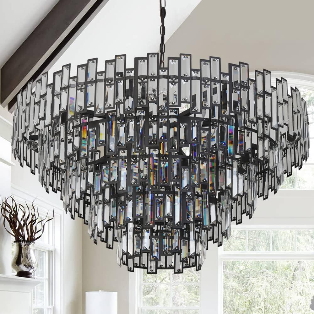 Chandeliers for Entryway Foyer Large Pendant for High Ceilings Wide Black Bronze