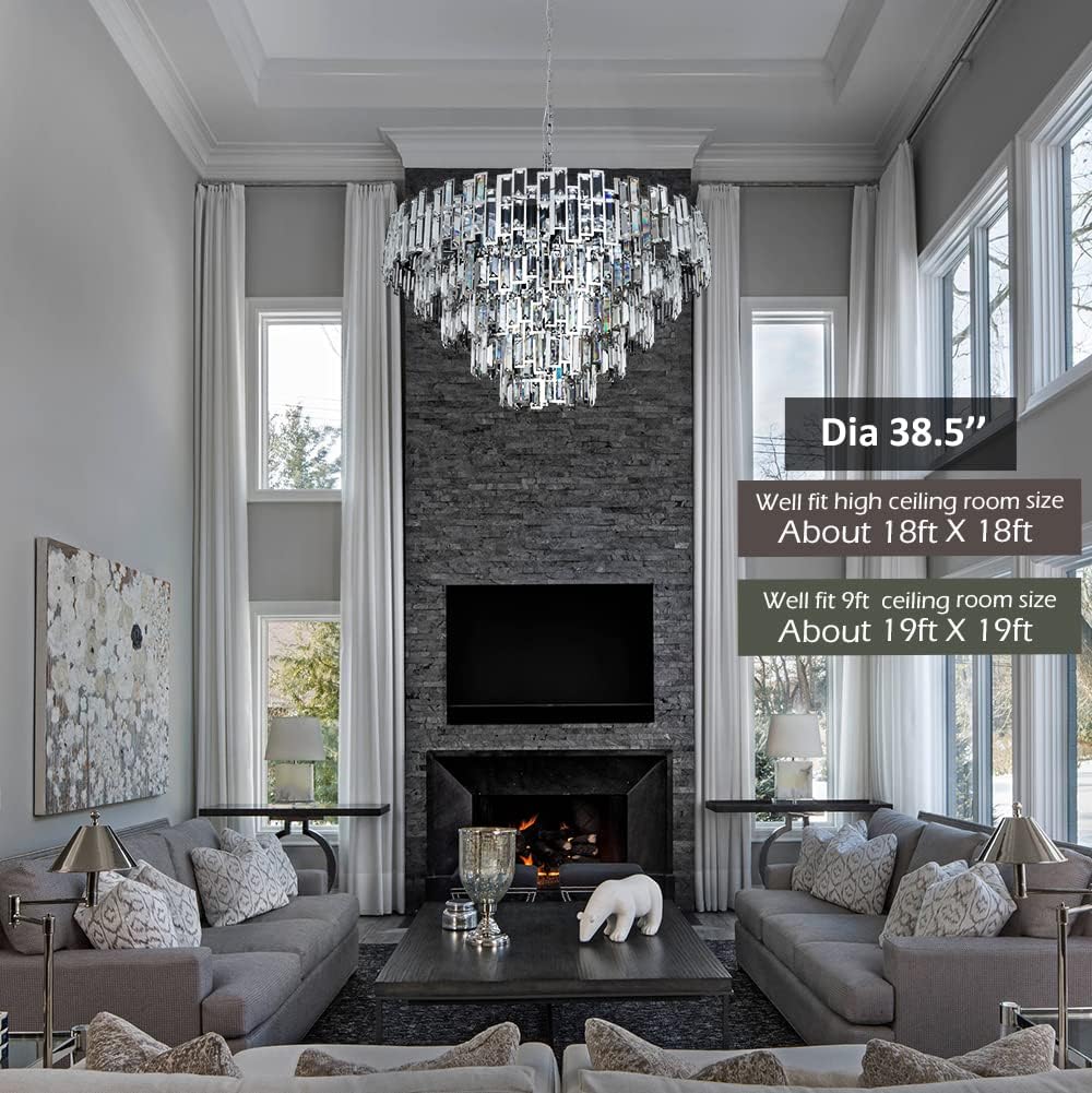 Modern Chrome Crystal Chandelier Lighting Contemporary Style Round Pendant Lamp