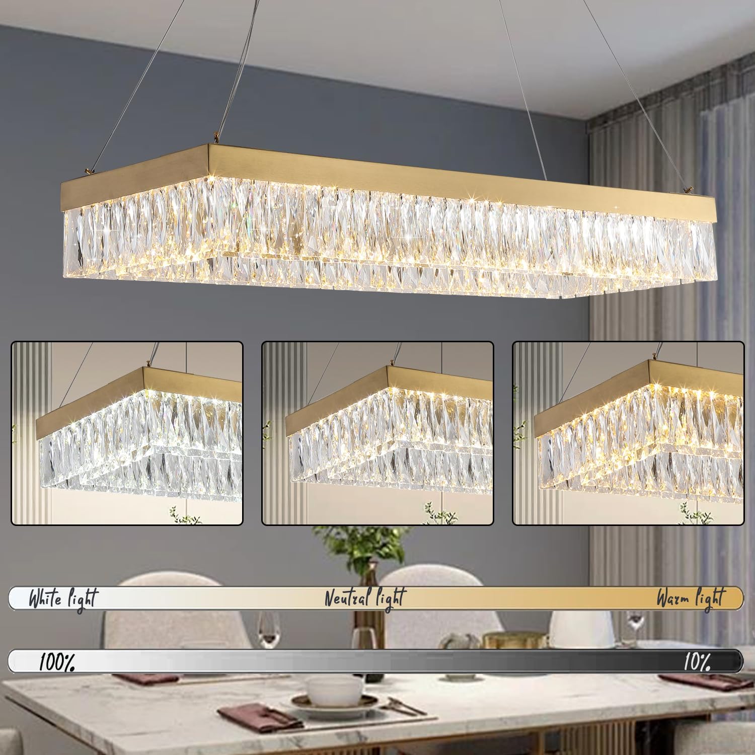 Modern Gold Luxury Crystal Chandelier L39/L47 Inch Contemporary Pendant Lamp