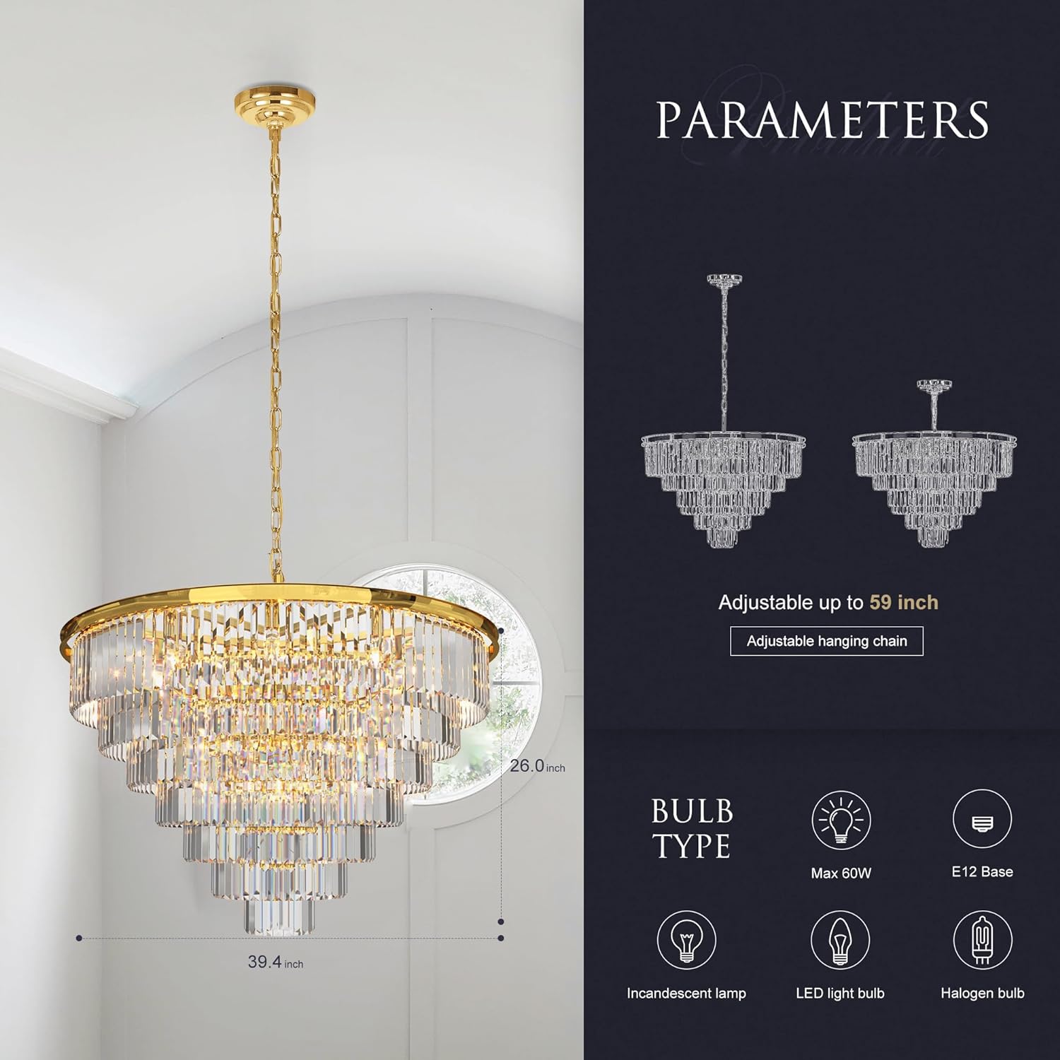 Luxurious Crystal Gold Modern Chandeliers Lights Pendant Ceiling Light