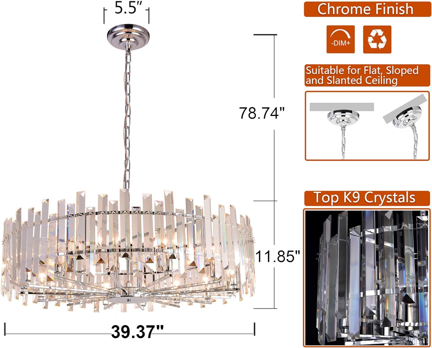 Contemporary Island Chandeliers for Living Room Dining Room Dimmable