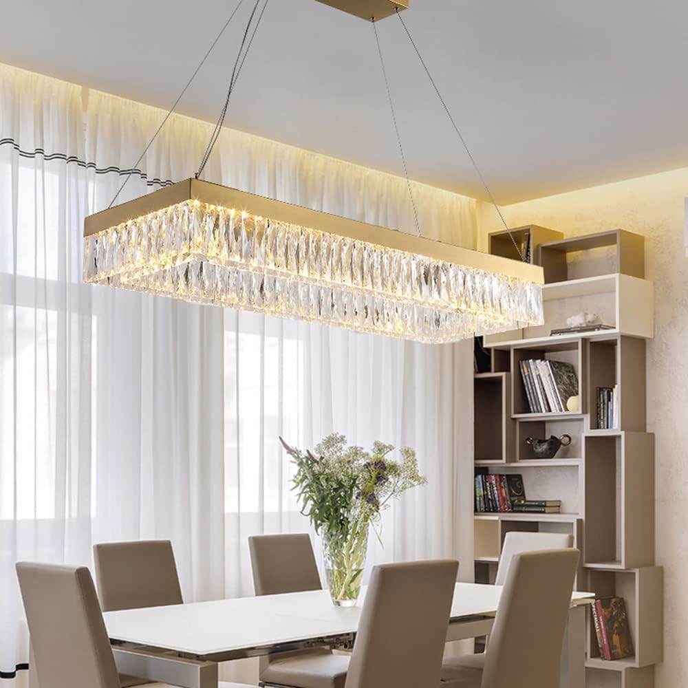 Modern Gold Luxury Crystal Chandelier L39/L47 Inch Contemporary Pendant Lamp