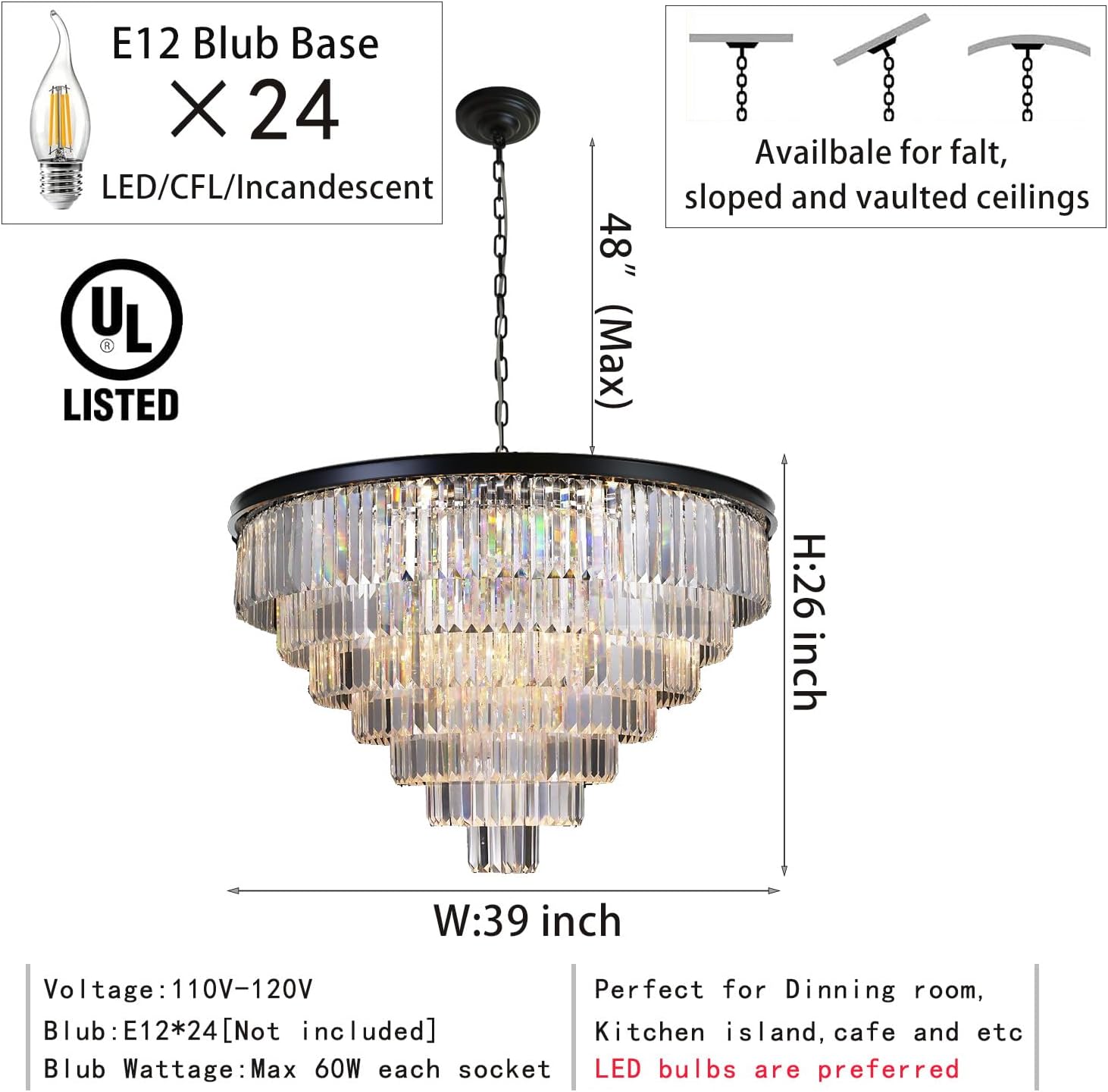 Meerosee Luxury Pendant lamp Modern Crystal Chandeliers Lighting for Living Room Hotel