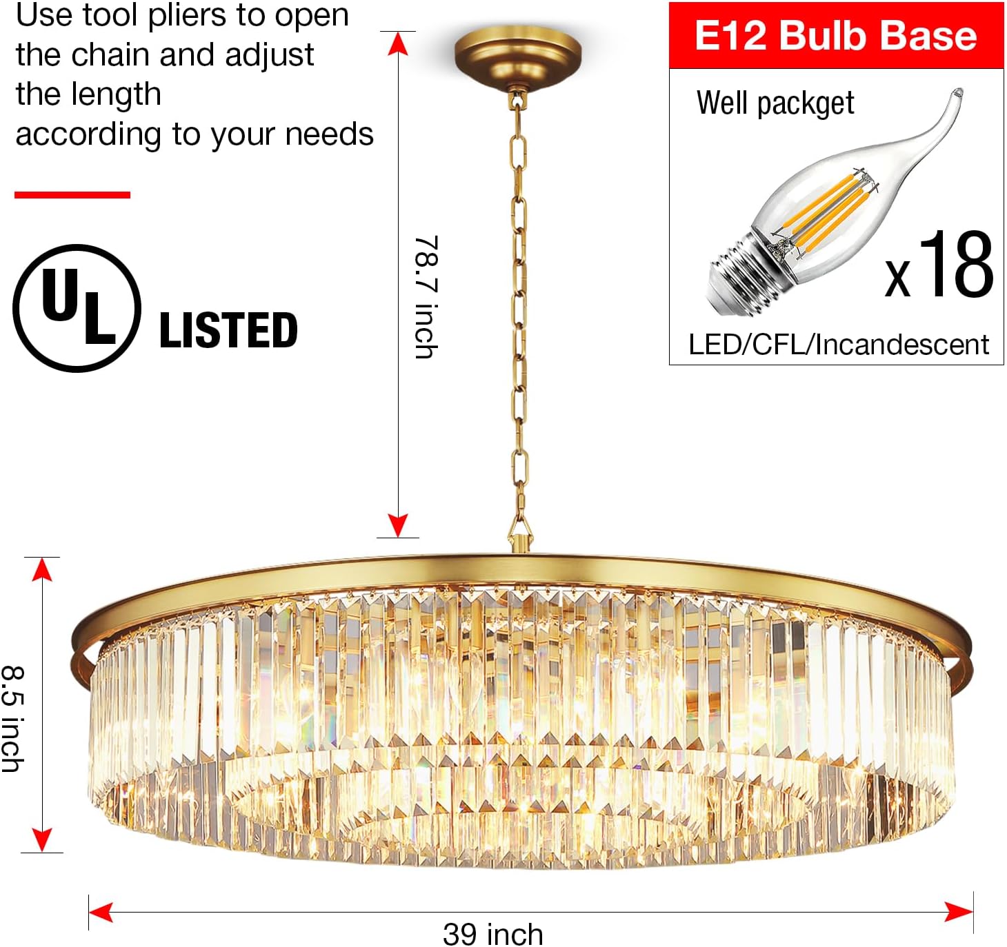 Copper Crystal Chandeliers Modern Contemporary Pendant Ceiling Lights Fixtures 3-Tier