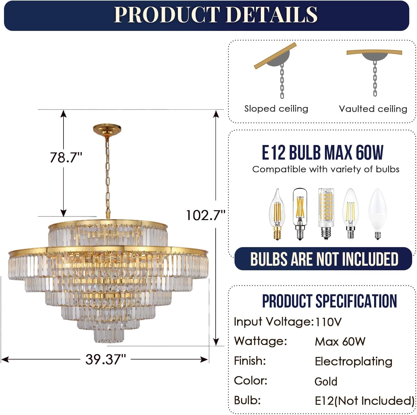 Modern Style Crystal Chandeliers Lights Round Hanging Classic Pendant Ceiling Lamp