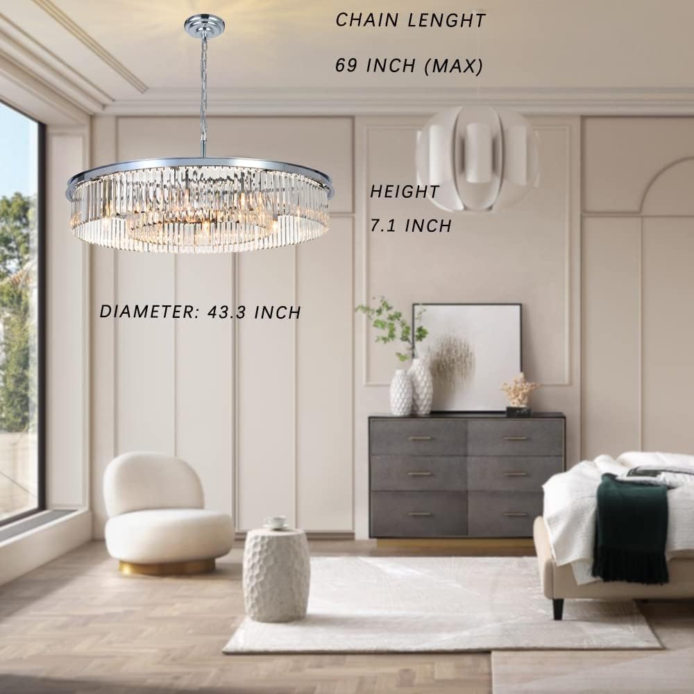 Crystal Chandeliers Modern Contemporary Ceiling Lights Fixtures D22/D33/D43 Inches