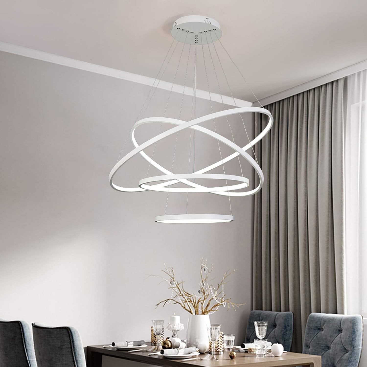 Modern LED Chandelier Lighting Dimmable Ceiling Dining Room Contemporary Pendant Lights