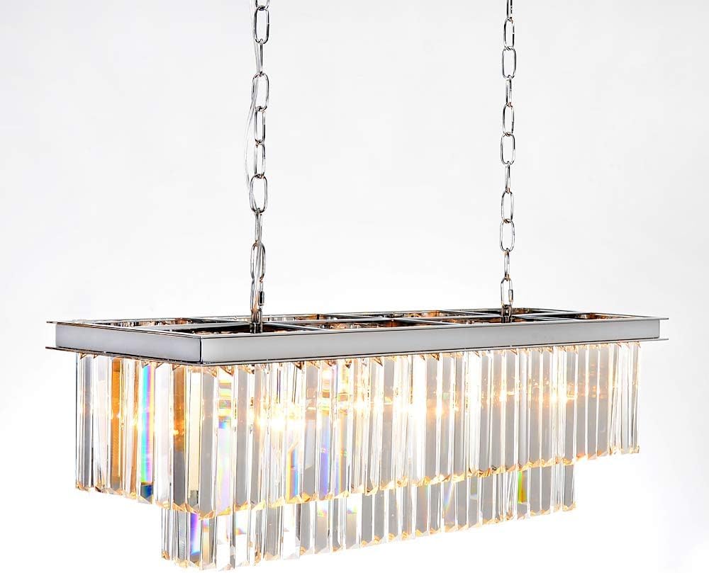 Luxury Chrome Rectangular Crystal Chandeliers Lighting Modern Pendant Ceiling Lights