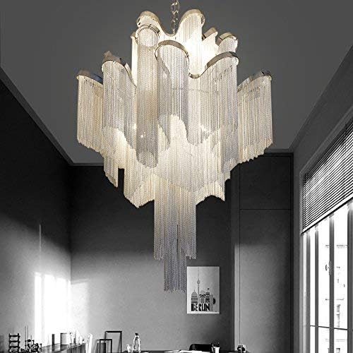 Contemporary Chandelier 8 Lights Aluminum Chain Pendant Ceiling Lighting W23.6 H59.1