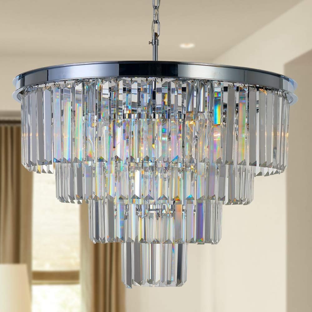 Luxury Crystal Chrome Chandelier Lighting Pendant Ceiling Lamp Light 3/4/5/7-Tier