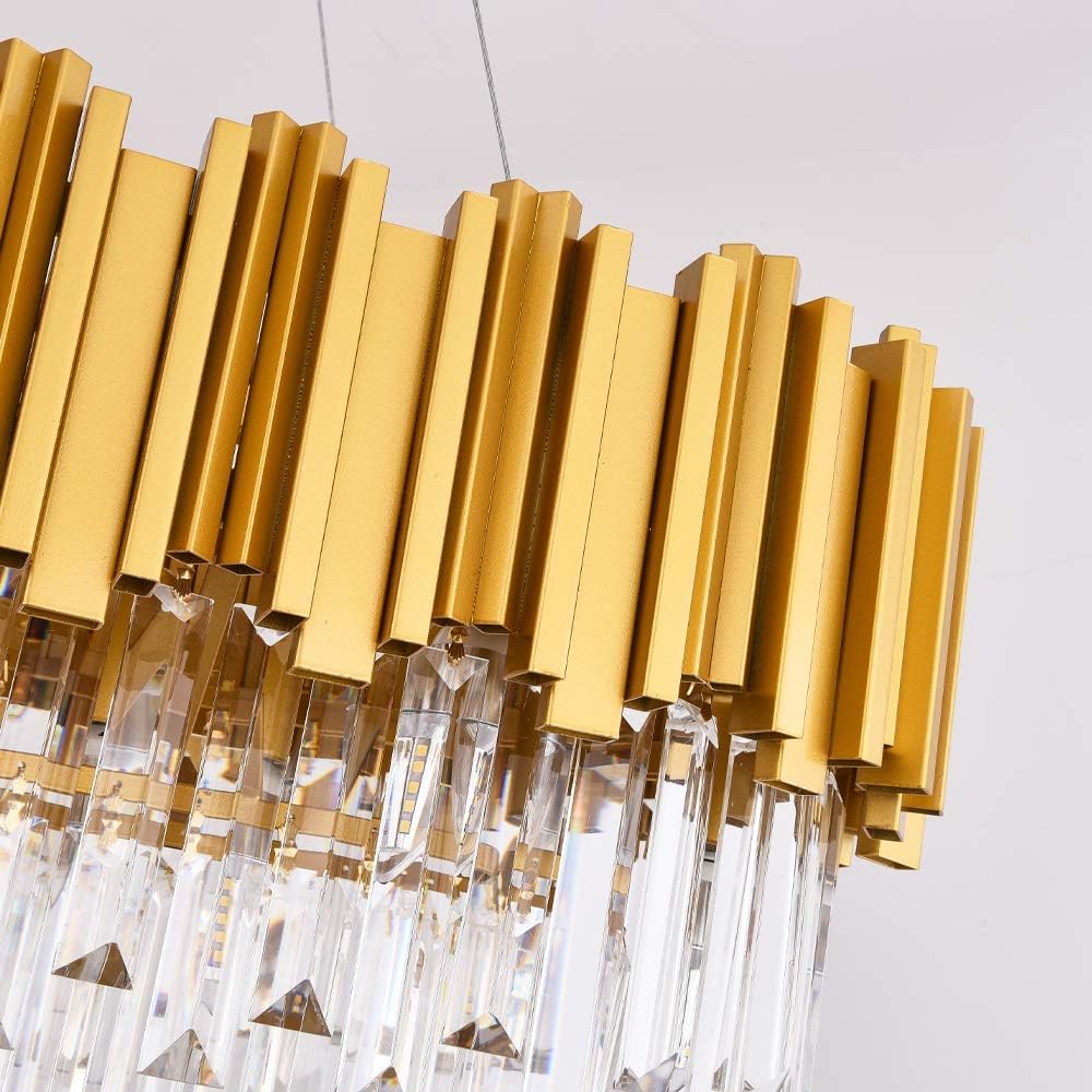 W35 Linear Gold Modern Crystal Chandelier Lights Luxury Pendant Ceiling Light