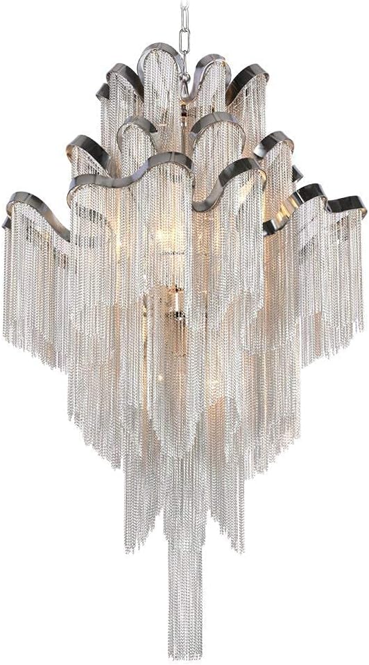 Contemporary Chandelier 8 Lights Aluminum Chain Pendant Ceiling Lighting W23.6 H59.1