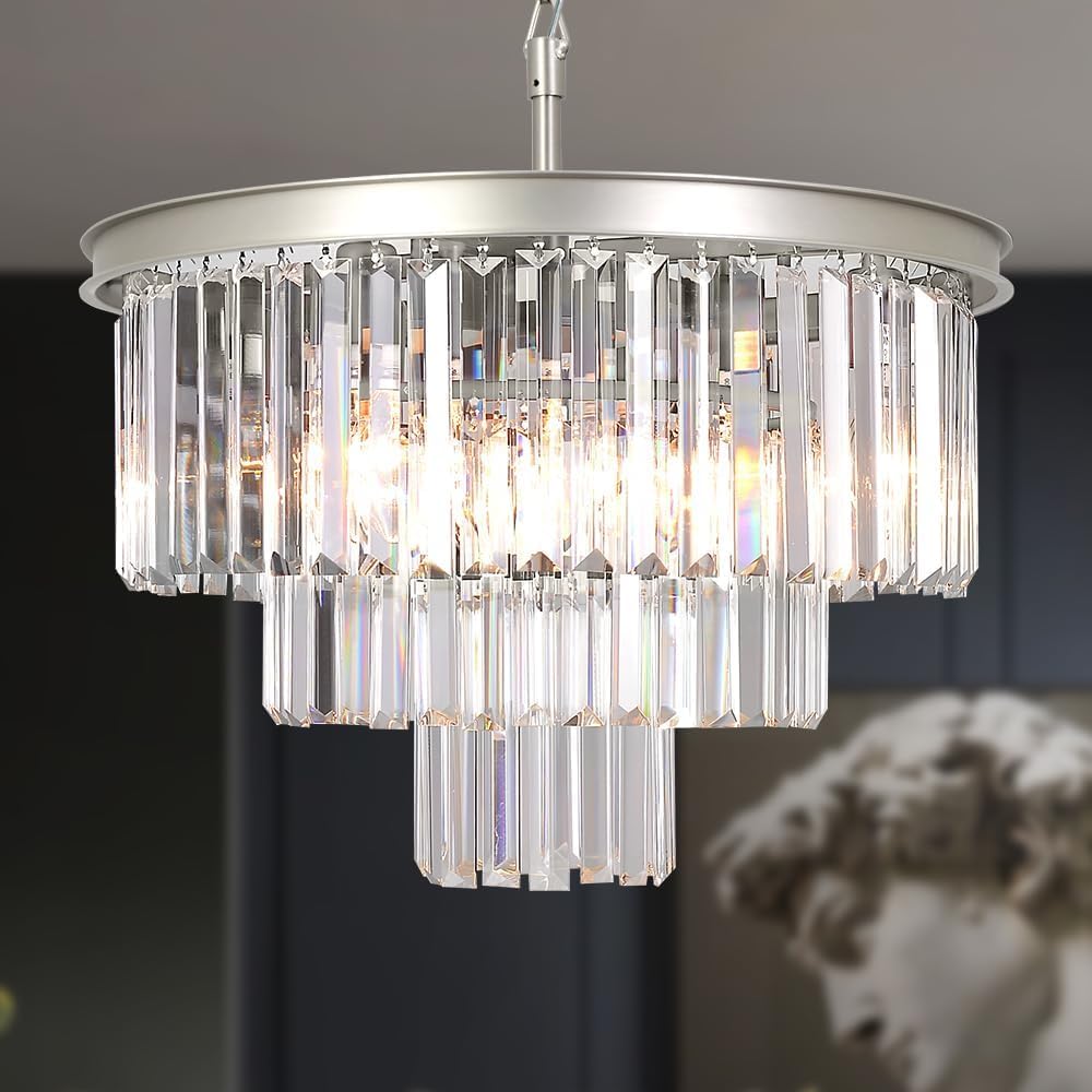 Crystal Nickel Modern Chandeliers Lights Vintage Pendant Ceiling Lamp 8/9/16/24 Lights