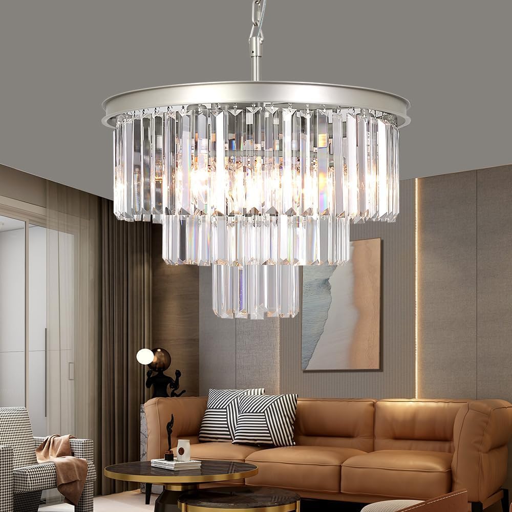 Crystal Nickel Modern Chandeliers Lights Vintage Pendant Ceiling Lamp 8/9/16/24 Lights