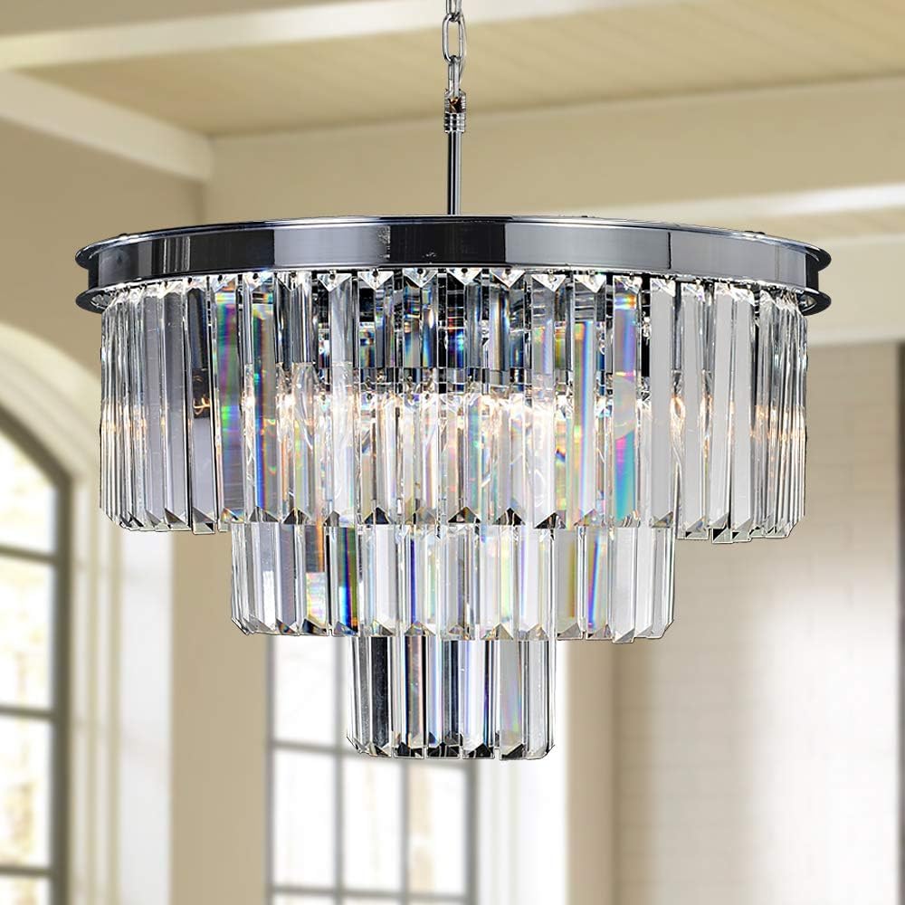 Luxury Crystal Chrome Chandelier Lighting Pendant Ceiling Lamp Light 3/4/5/7-Tier